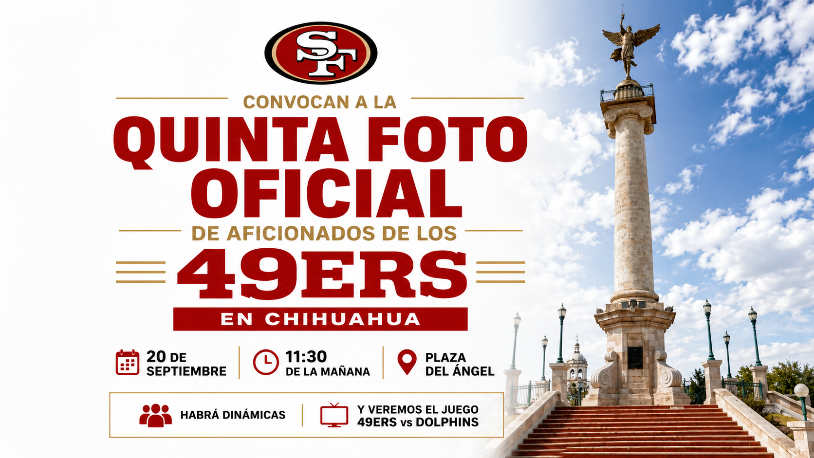 San Francisco 49ers Fans in Chihuahua Invite to 5th Official Team Photo at Plaza del Ángel